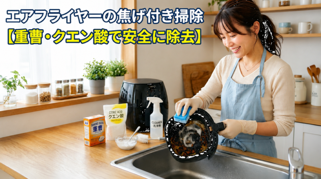 エアフライヤーの焦げ付き掃除